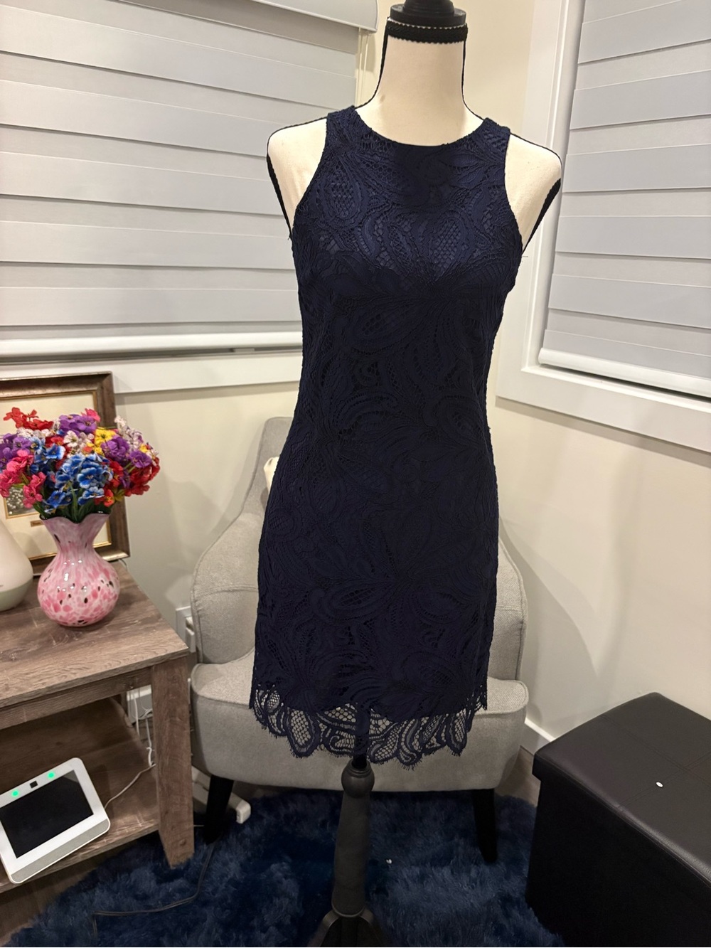 Aritzia Babaton Henry Navy Blue Guipure Lace Cocktail Mini Dress - Size 0